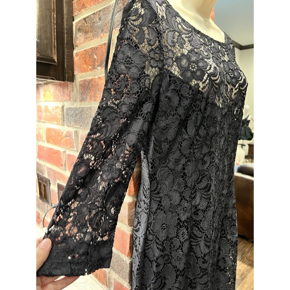 Le Chateau Black Lace Cocktail Dress Size XL Made In Canada - Picture 3 of 9